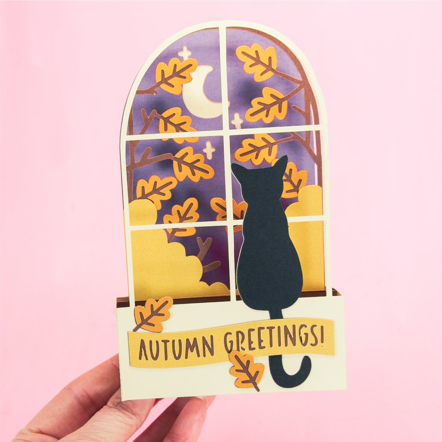 Autumn Window Card - 3D Card SVG