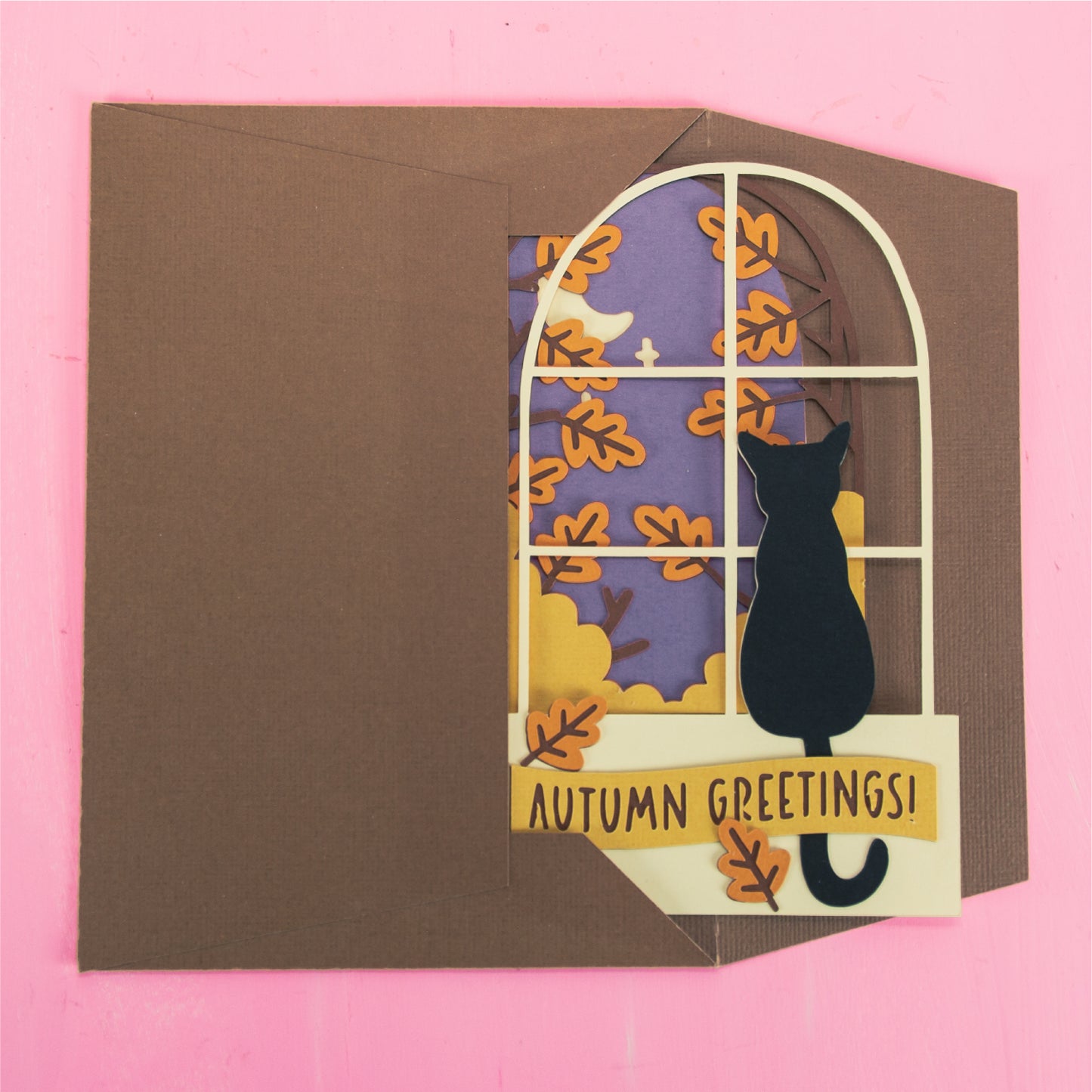 Autumn Window Card - 3D Card SVG
