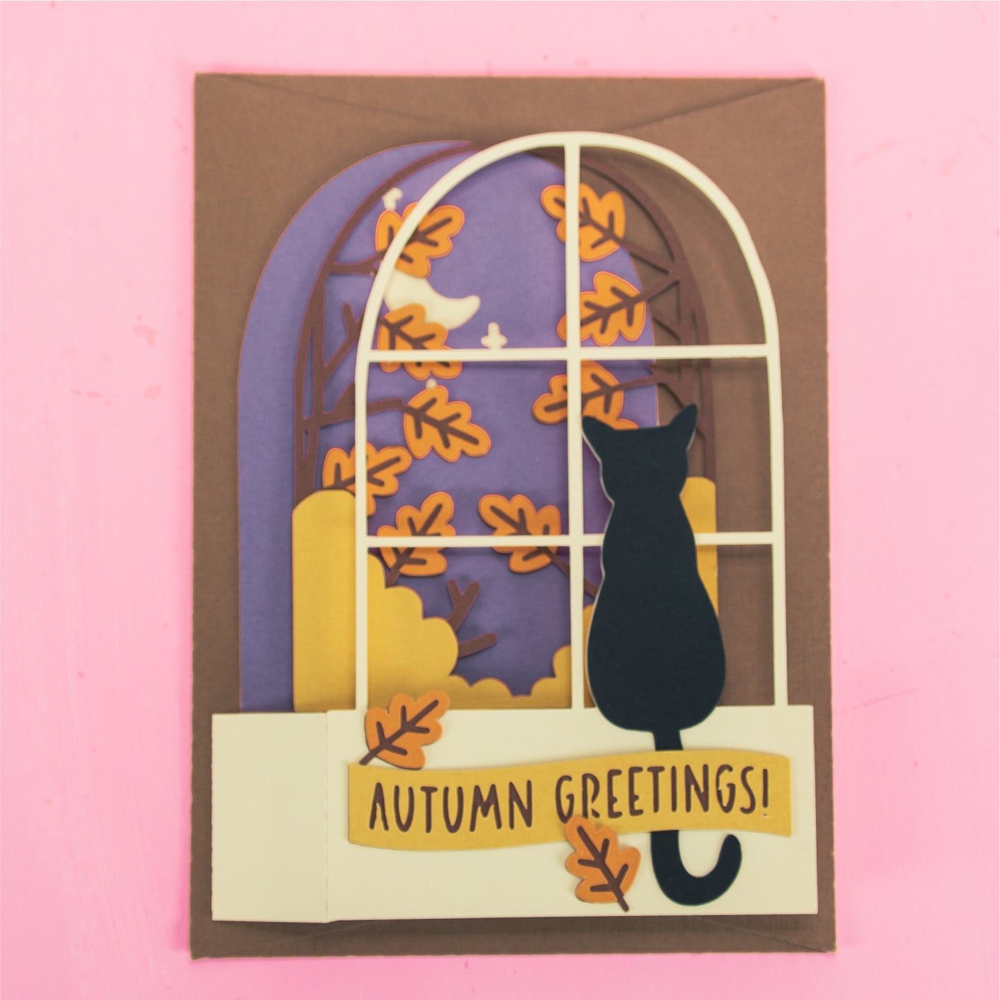 Autumn Window Card - 3D Card SVG