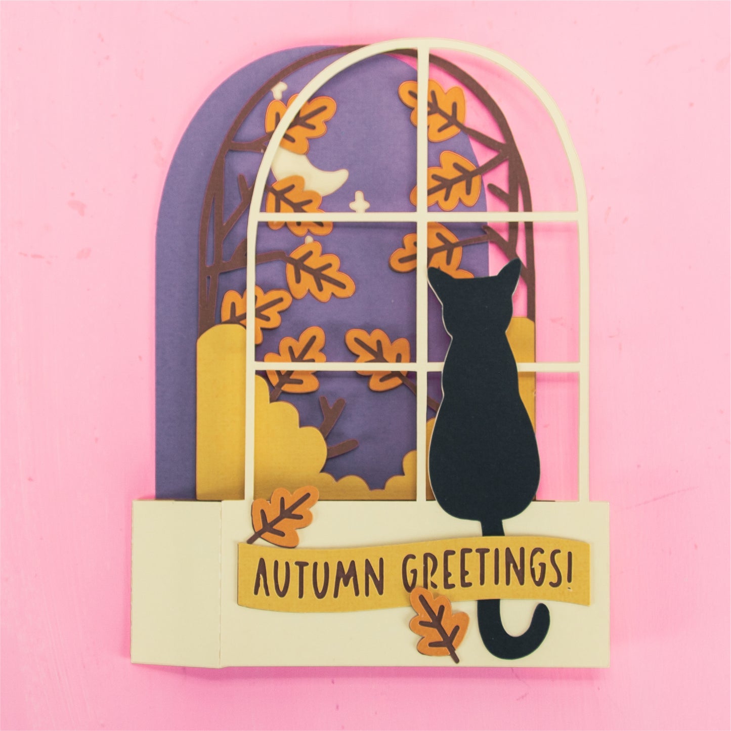 Autumn Window Card - 3D Card SVG