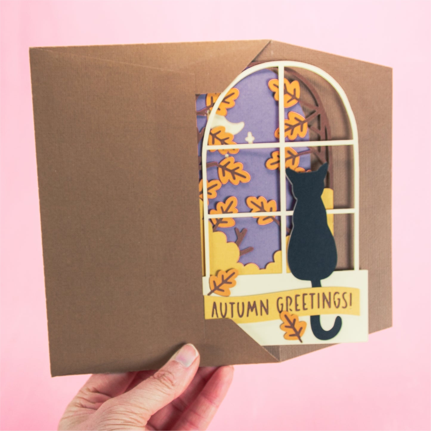 Autumn Window Card - 3D Card SVG