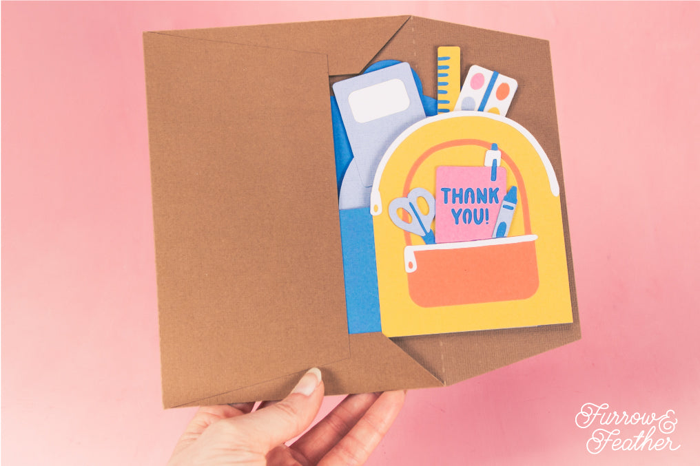 3D School Backpack Card - Teacher Appreciation Card SVG