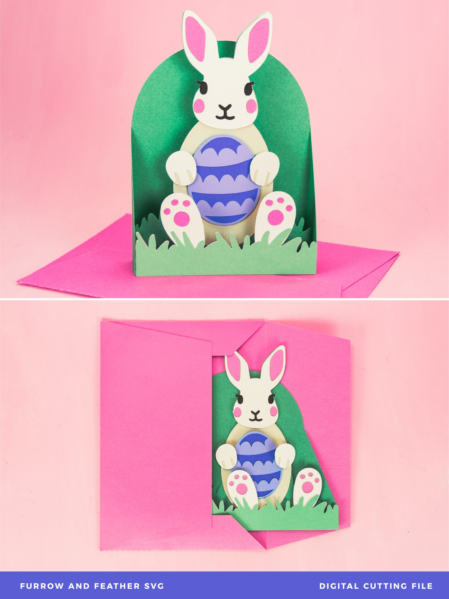 Easter Bunny Holding an Egg Card - Easter Card SVG