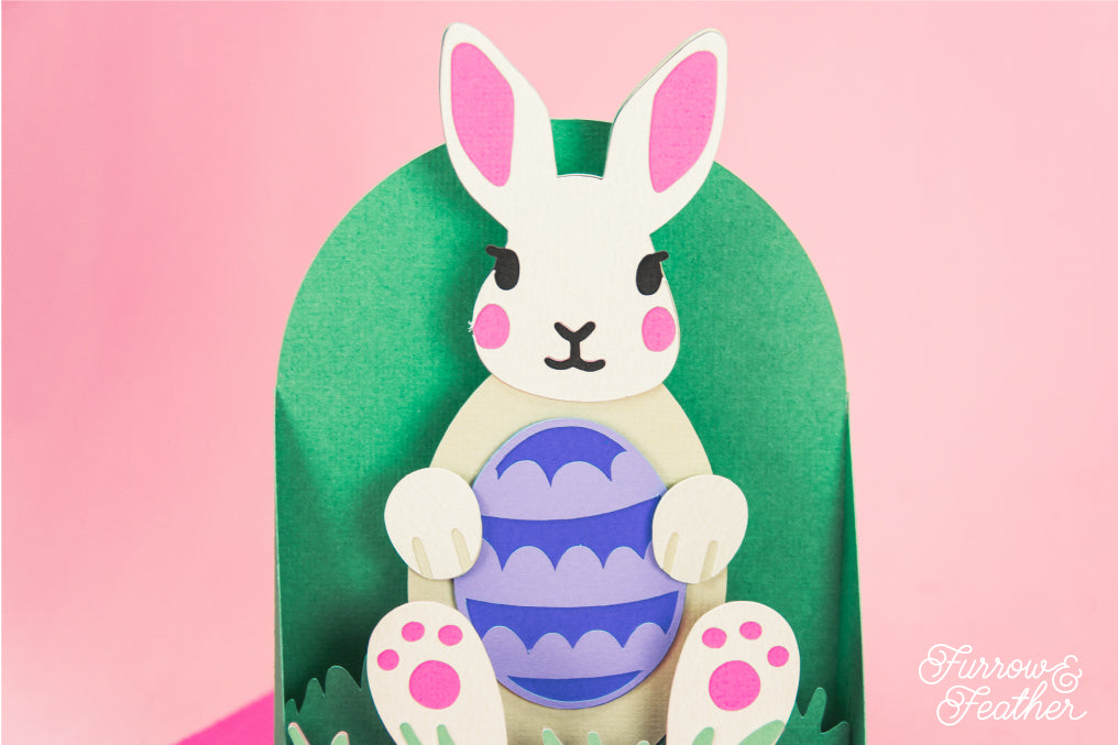 Easter Bunny Holding an Egg Card - Easter Card SVG