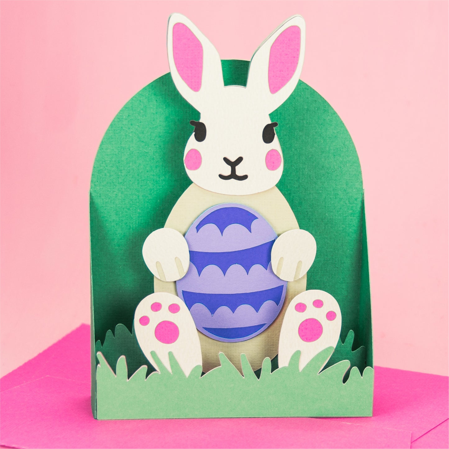 Easter Bunny Holding an Egg Card - Easter Card SVG