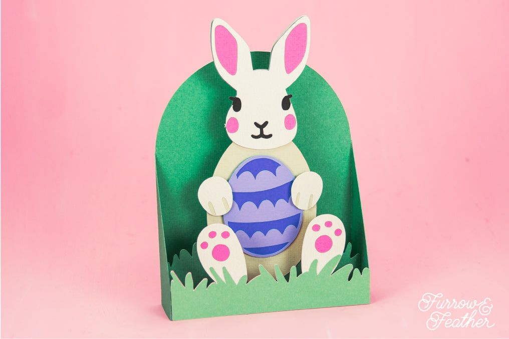 Easter Bunny Holding an Egg Card - Easter Card SVG