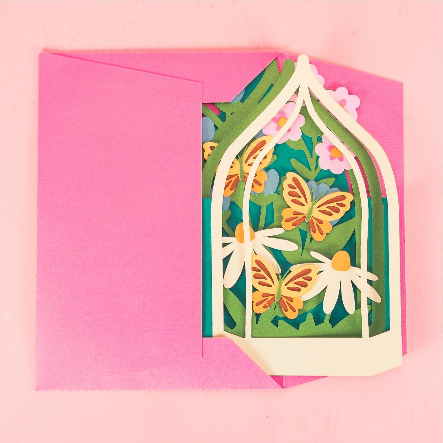 Butterfly Terrarium Card - 3D Flower Card SVG