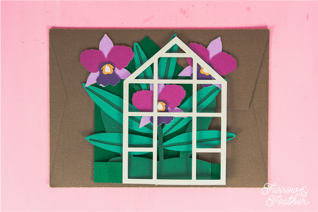 Cattleya Orchid Greenhouse Card SVG - Any Occasion SVG