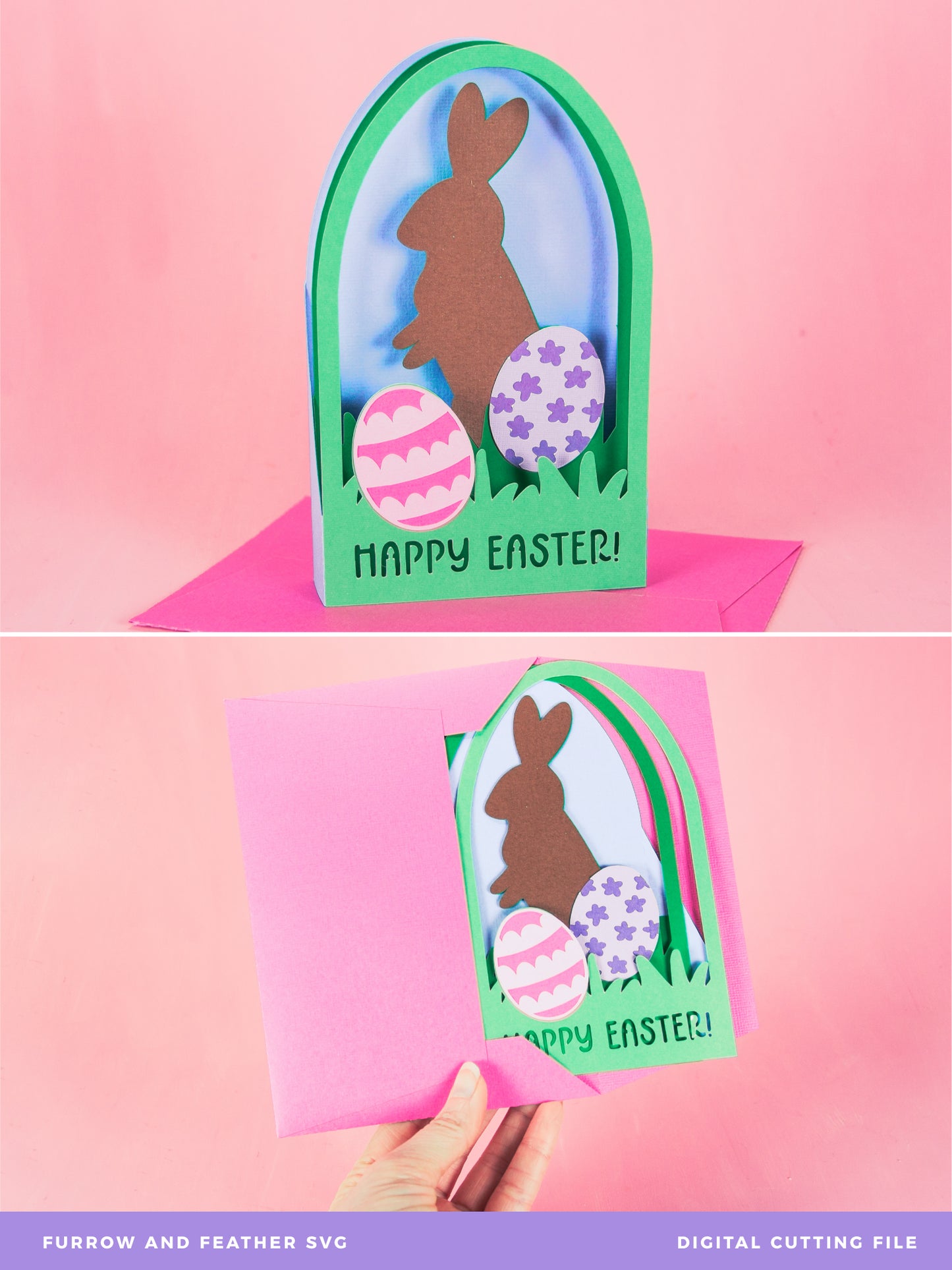 Chocolate Easter Bunny Card - 3D Easter Card SVG