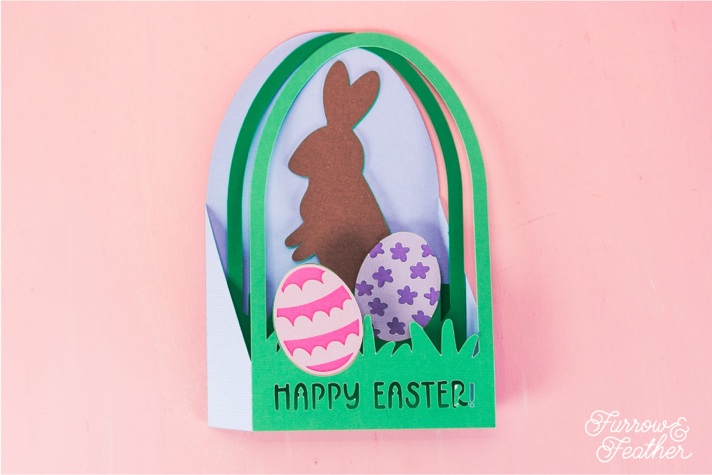 Chocolate Easter Bunny Card - 3D Easter Card SVG