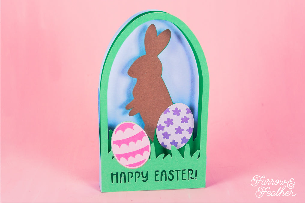 Chocolate Easter Bunny Card - 3D Easter Card SVG