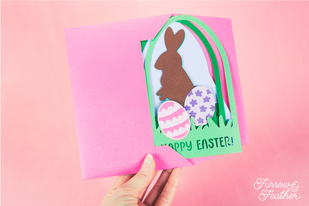 Chocolate Easter Bunny Card - 3D Easter Card SVG