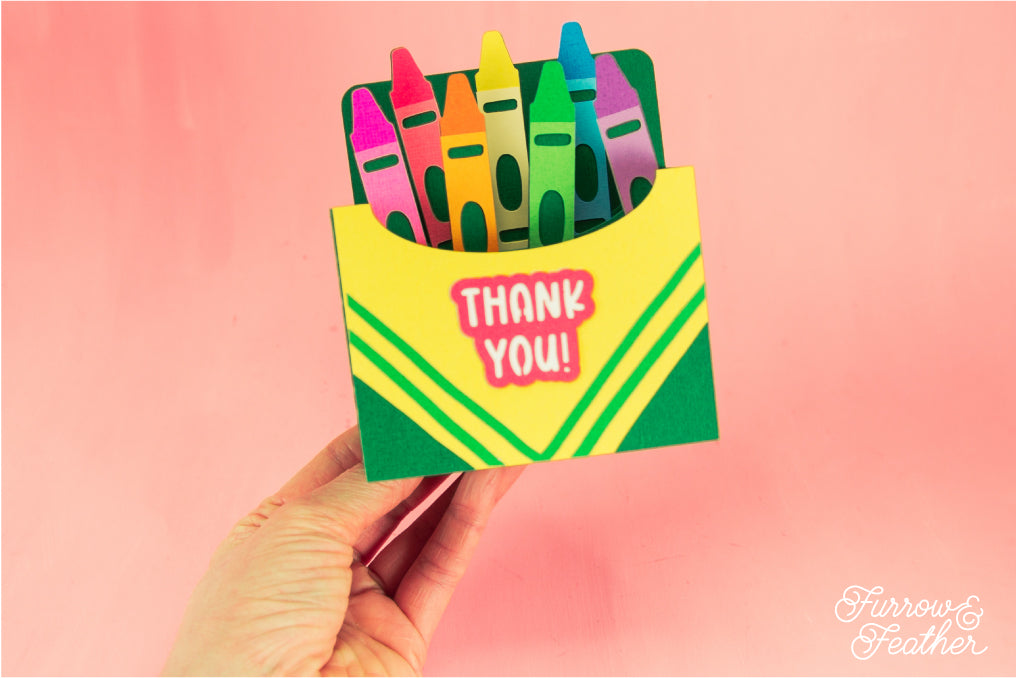 3D Crayon Box Card - Teacher Appreciation Card SVG