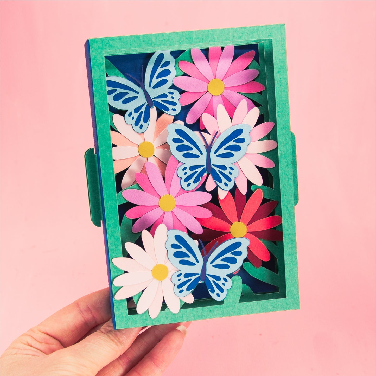 Daisies and Butterflies Card - 3D Card SVG