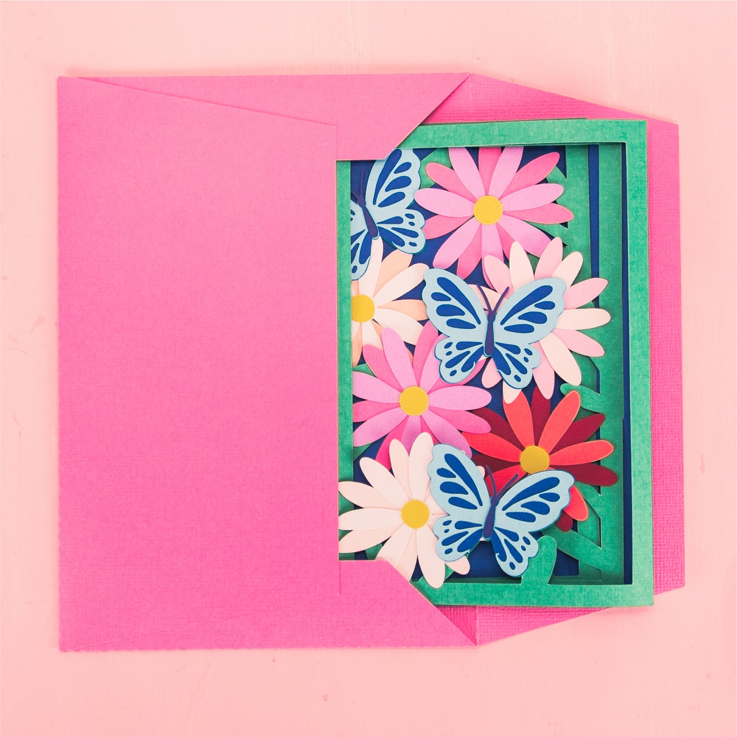 Daisies and Butterflies Card - 3D Card SVG