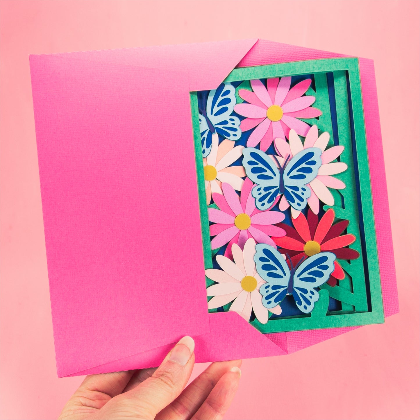 Daisies and Butterflies Card - 3D Card SVG