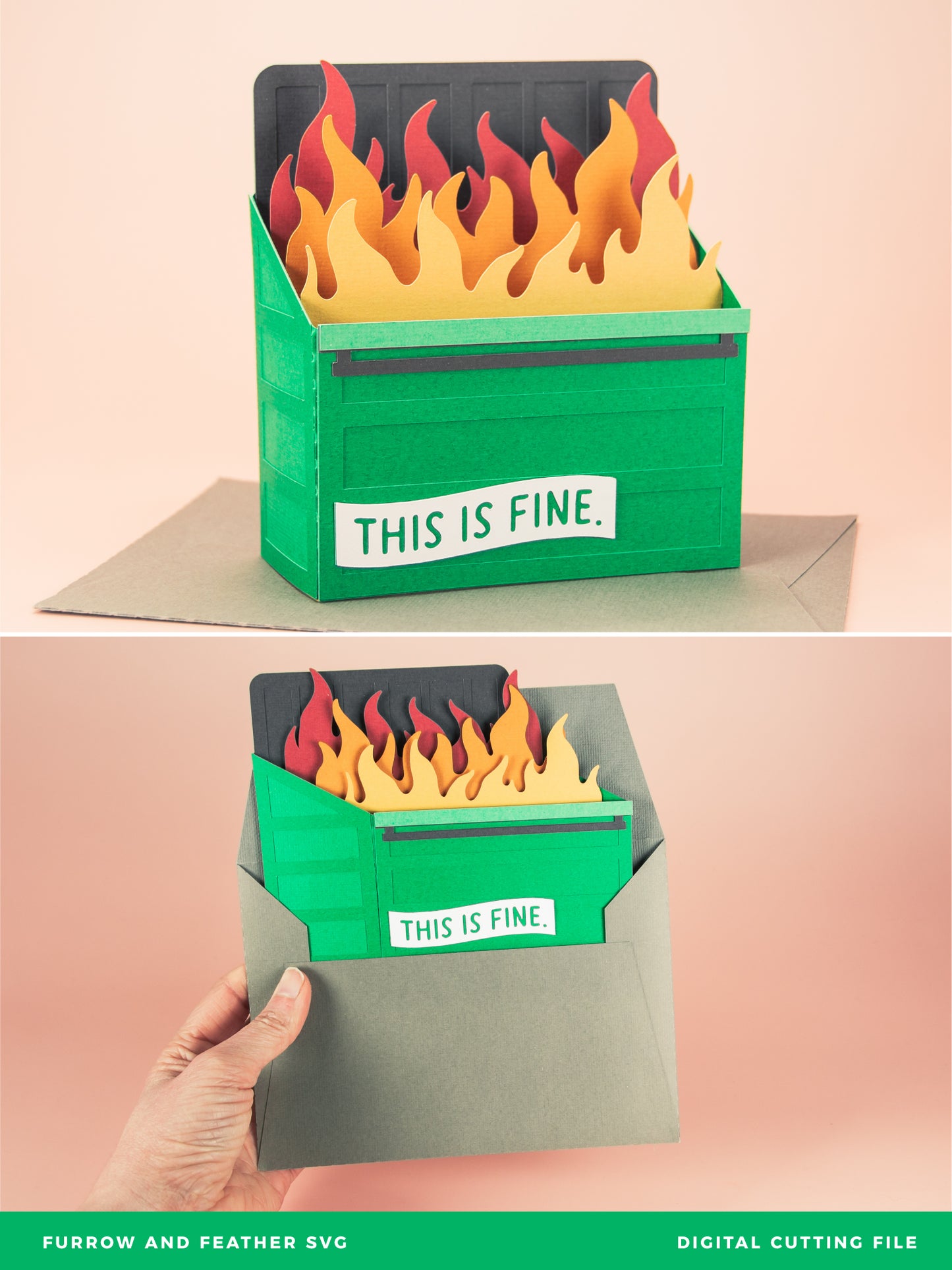 Dumpster Fire Card - 3D Funny Card SVG
