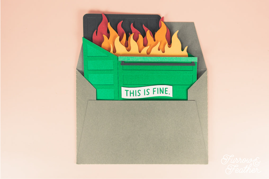 Dumpster Fire Card - 3D Funny Card SVG