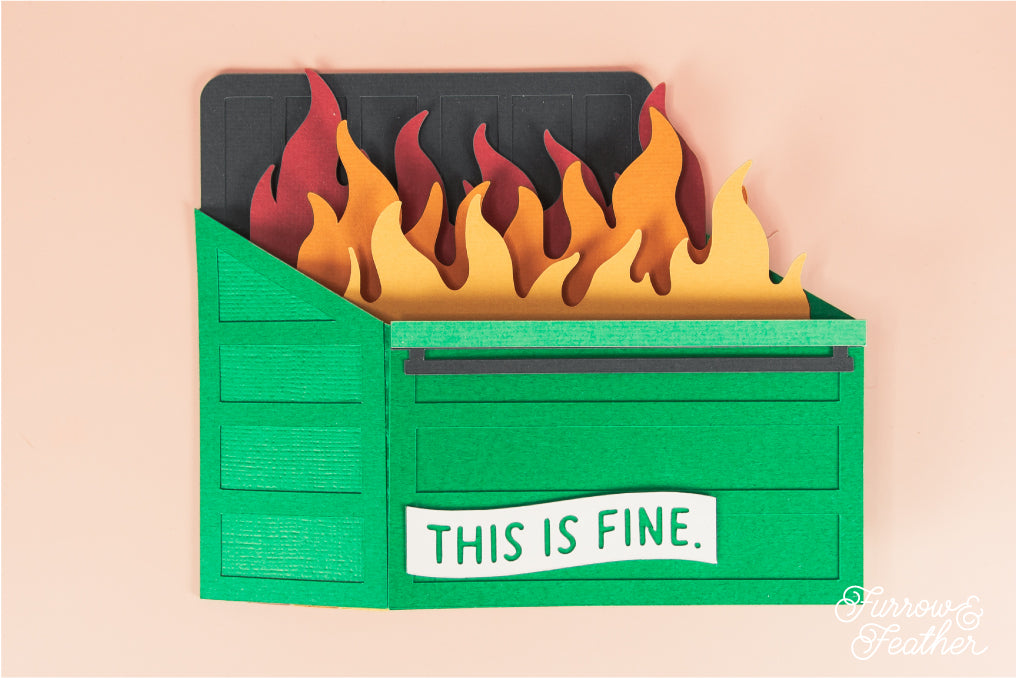 Dumpster Fire Card - 3D Funny Card SVG