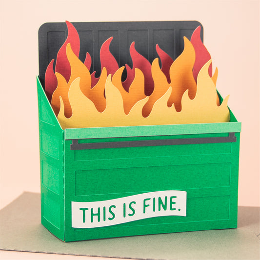 Dumpster Fire Card - 3D Funny Card SVG