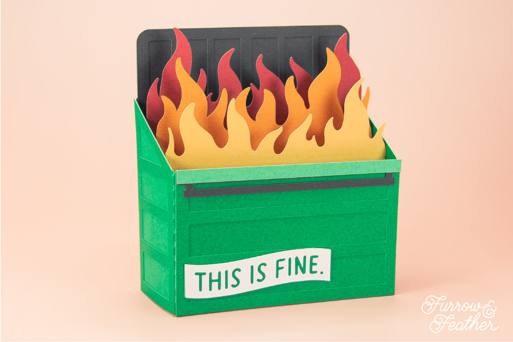 Dumpster Fire Card - 3D Funny Card SVG