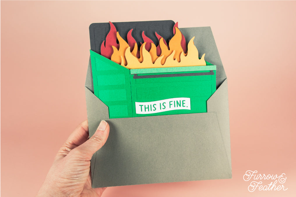 Dumpster Fire Card - 3D Funny Card SVG