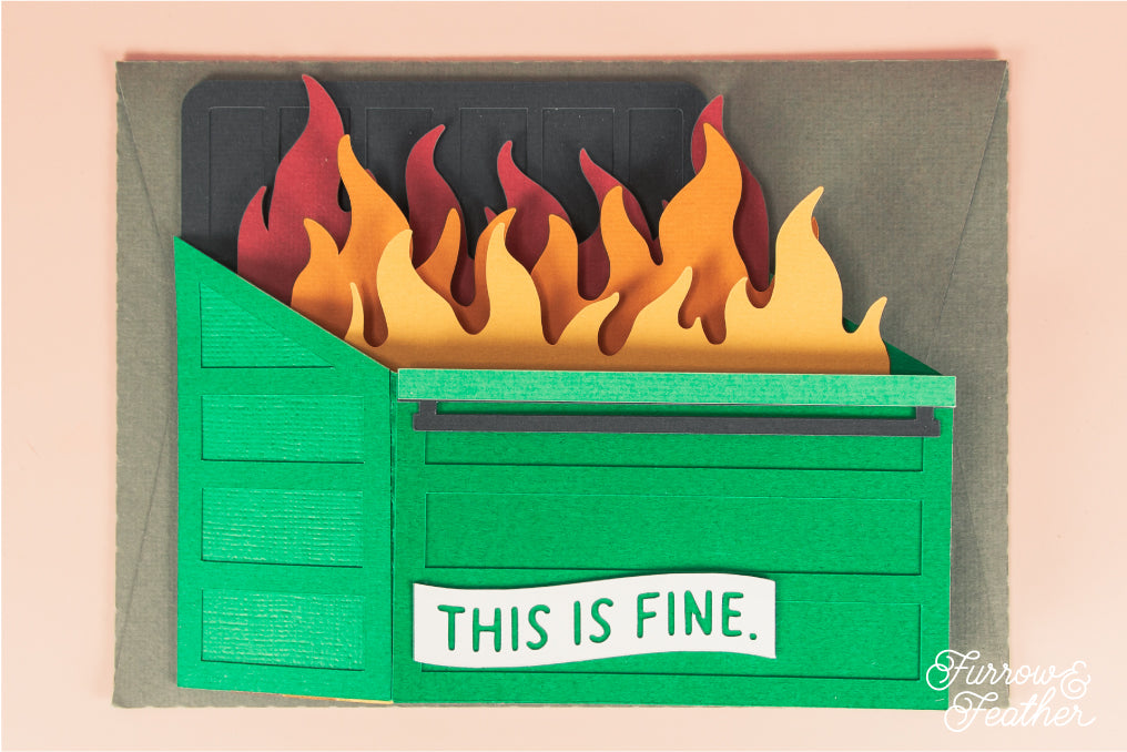 Dumpster Fire Card - 3D Funny Card SVG