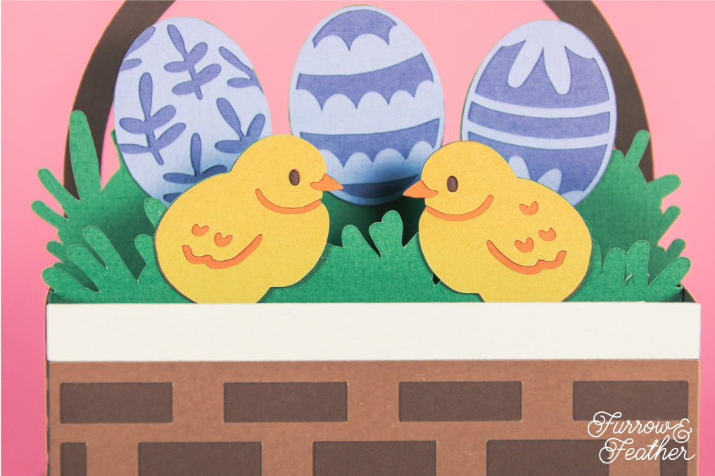 Easter Basket with Chicks Card - Easter Card SVG