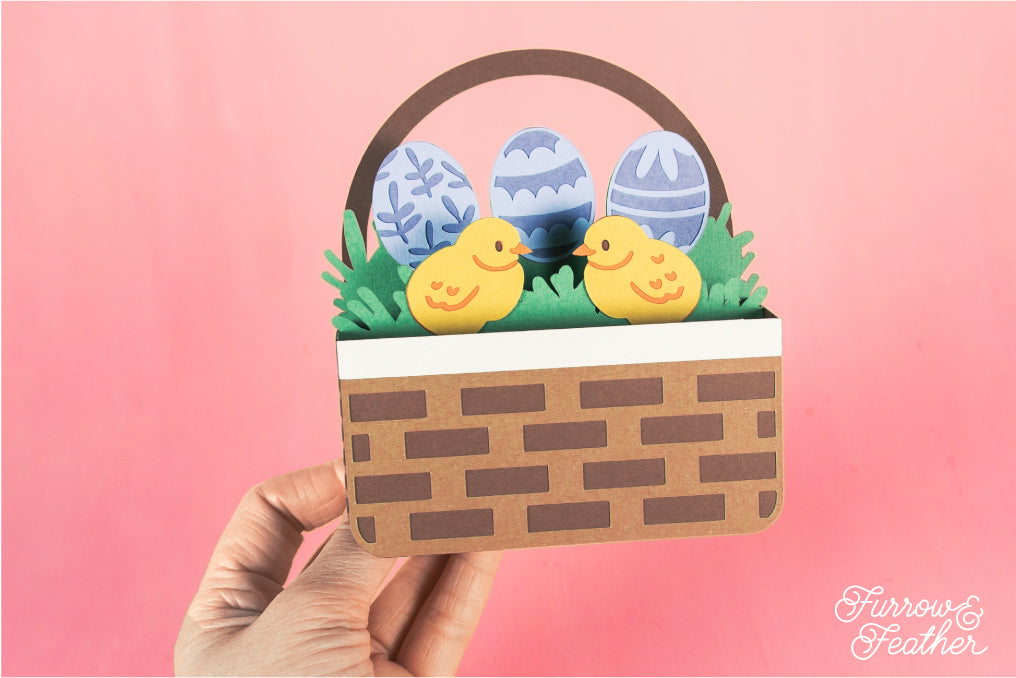 Easter Basket with Chicks Card - Easter Card SVG