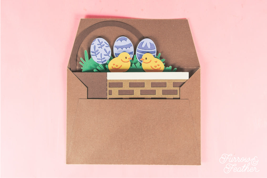Easter Basket with Chicks Card - Easter Card SVG
