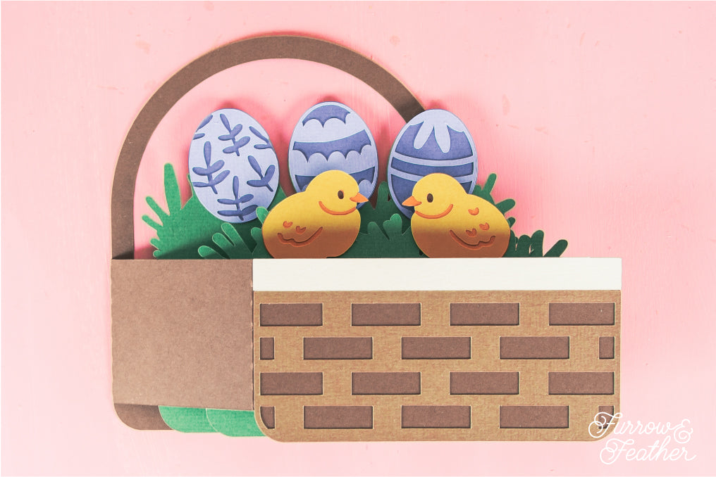 Easter Basket with Chicks Card - Easter Card SVG