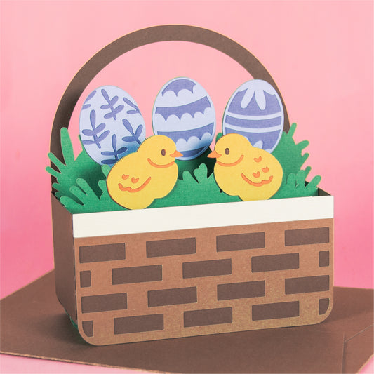 Easter Basket with Chicks Card - Easter Card SVG