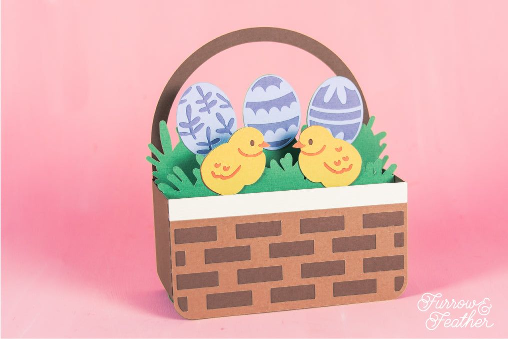 Easter Basket with Chicks Card - Easter Card SVG