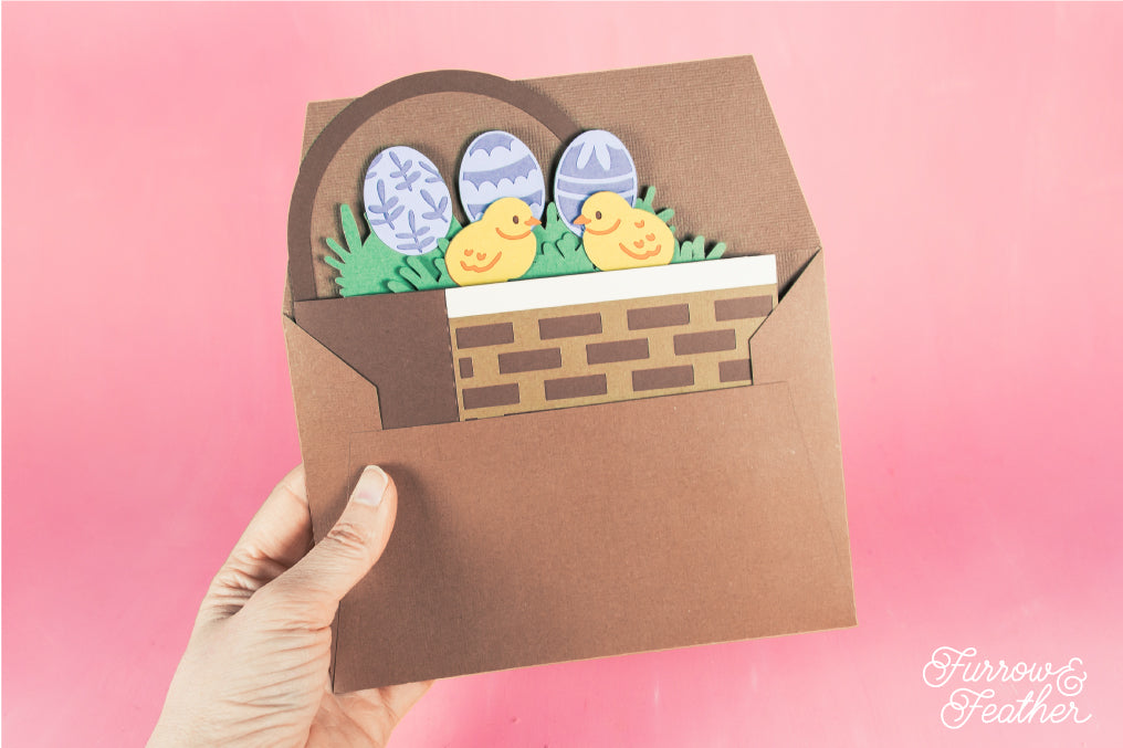 Easter Basket with Chicks Card - Easter Card SVG