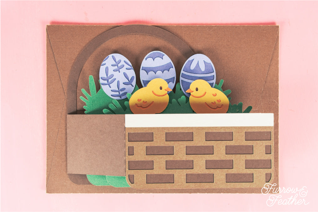 Easter Basket with Chicks Card - Easter Card SVG