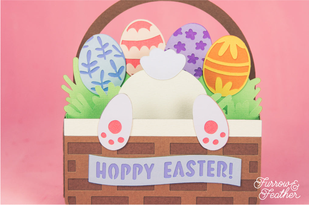 Easter Bunny Bum in Basket Card - Easter Card SVG
