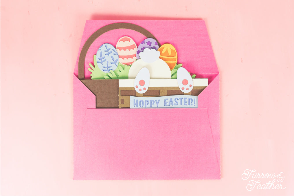 Easter Bunny Bum in Basket Card - Easter Card SVG