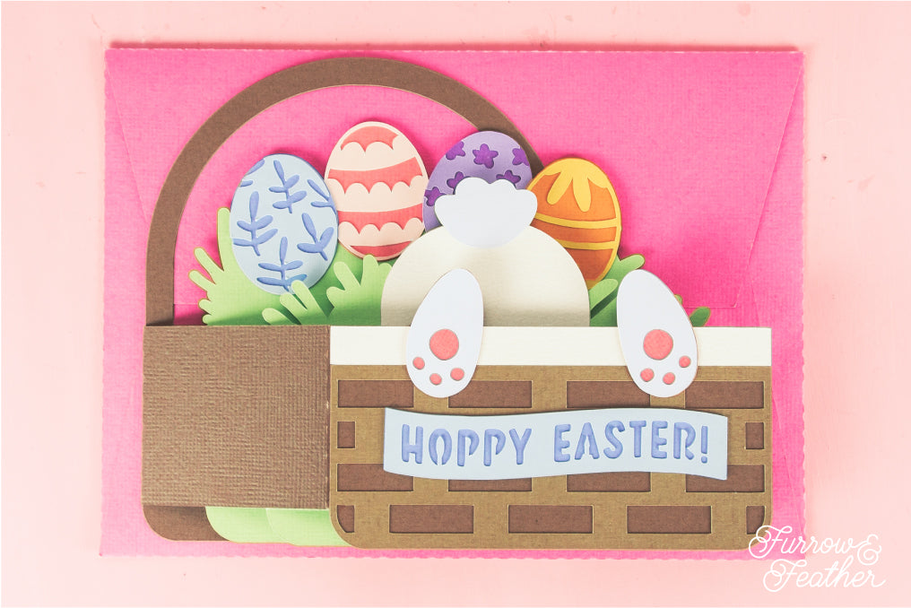 Easter Bunny Bum in Basket Card - Easter Card SVG