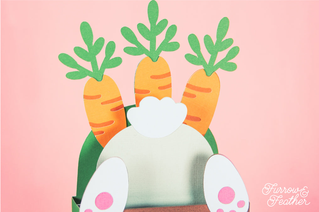 Easter Bunny Bum in a Carrot Pot - 3D Easter Card SVG
