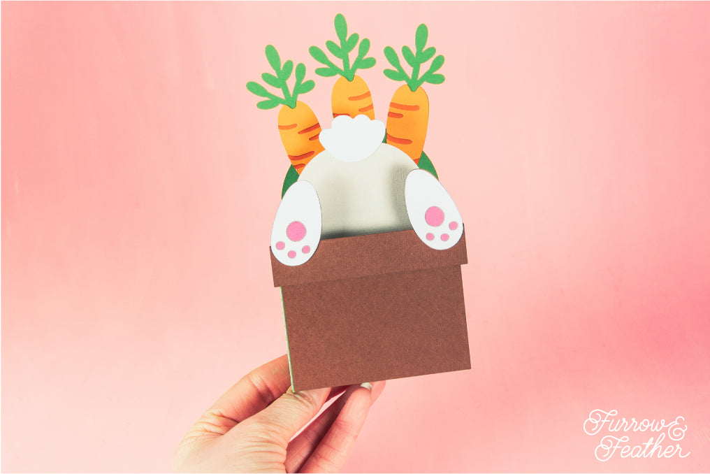 Easter Bunny Bum in a Carrot Pot - 3D Easter Card SVG