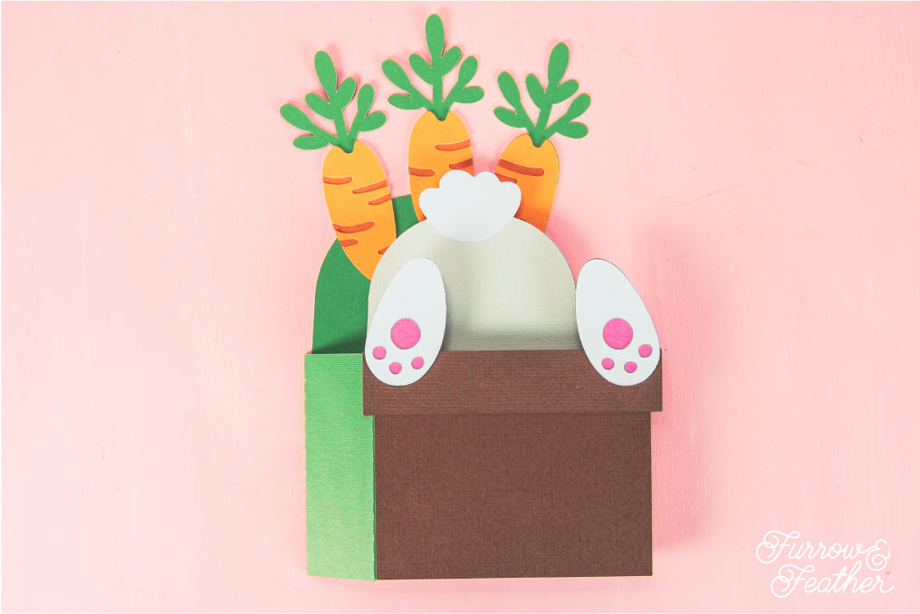 Easter Bunny Bum in a Carrot Pot - 3D Easter Card SVG