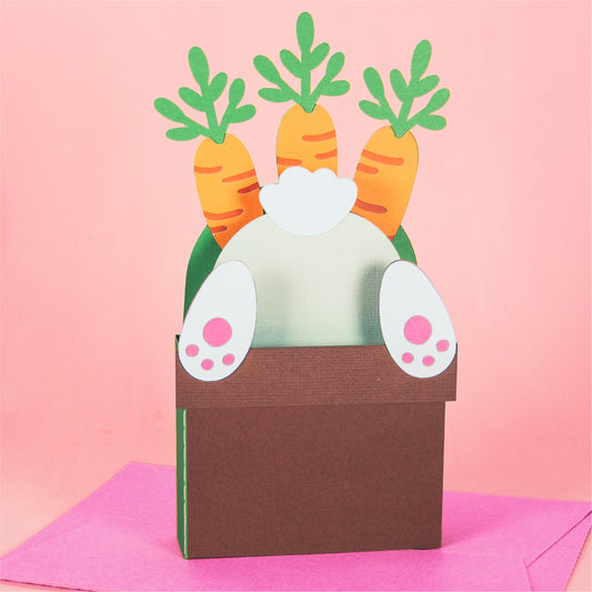 Easter Bunny Bum in a Carrot Pot - 3D Easter Card SVG