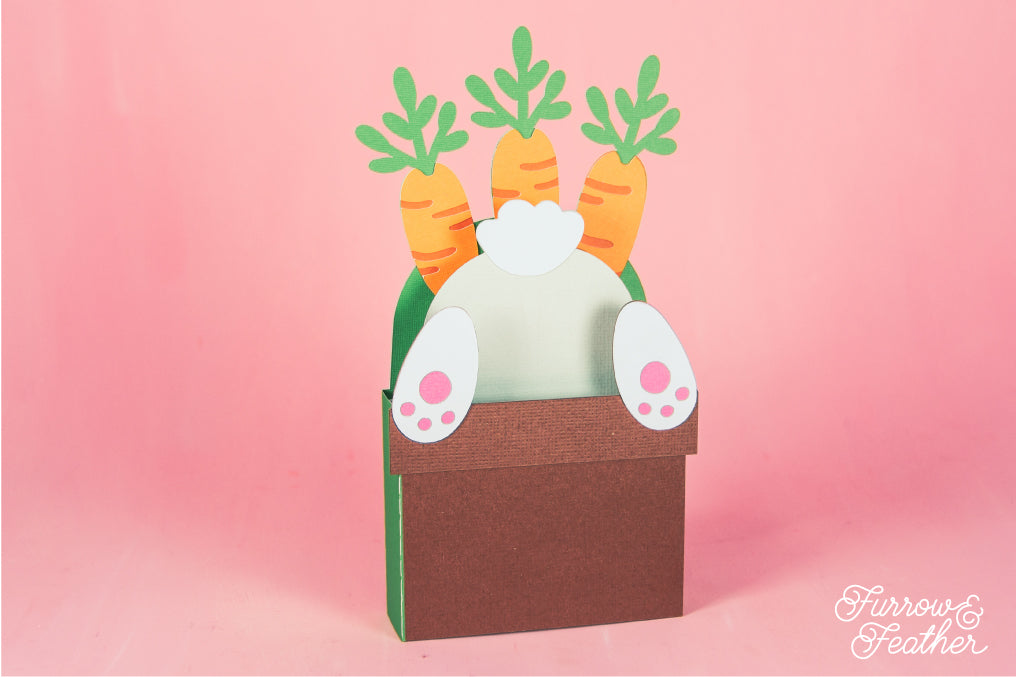 Easter Bunny Bum in a Carrot Pot - 3D Easter Card SVG