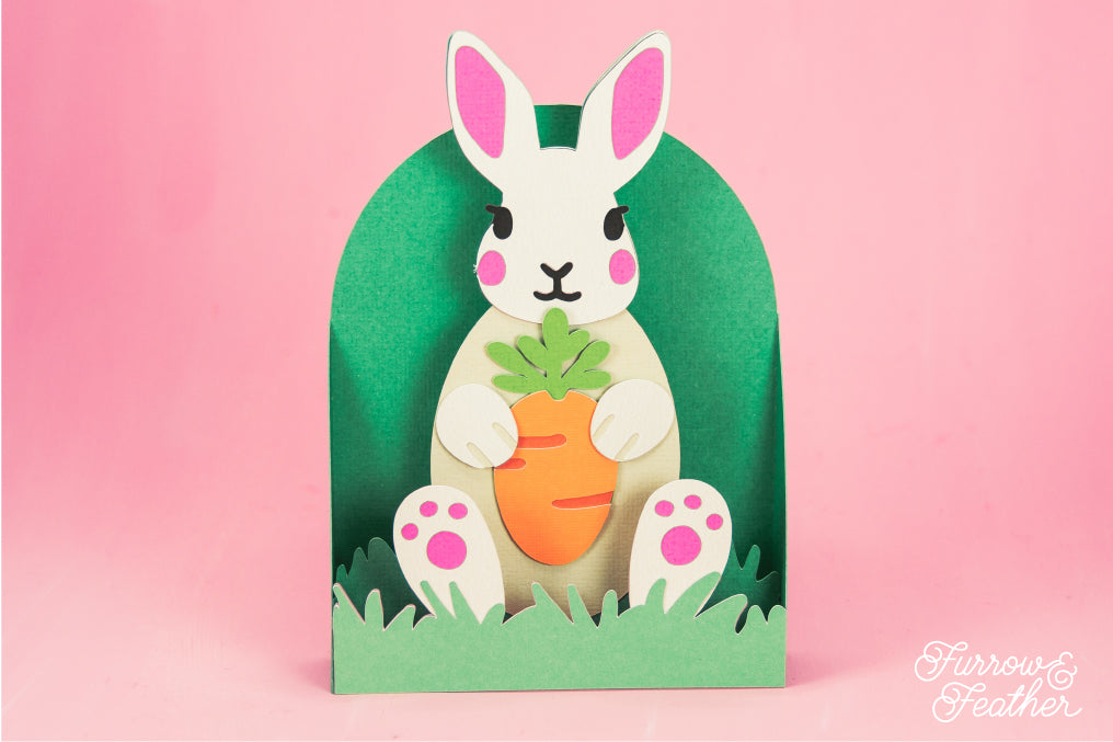 Easter Bunny Holding a Carrot Card - Easter Card SVG