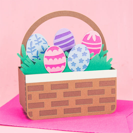 Easter Eggs Basket Card - Easter Card SVG