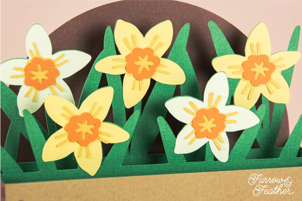Garden Box with Daffodils Card - Spring Card SVG