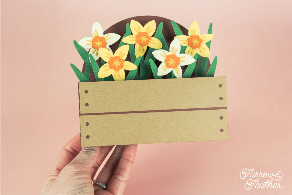Garden Box with Daffodils Card - Spring Card SVG