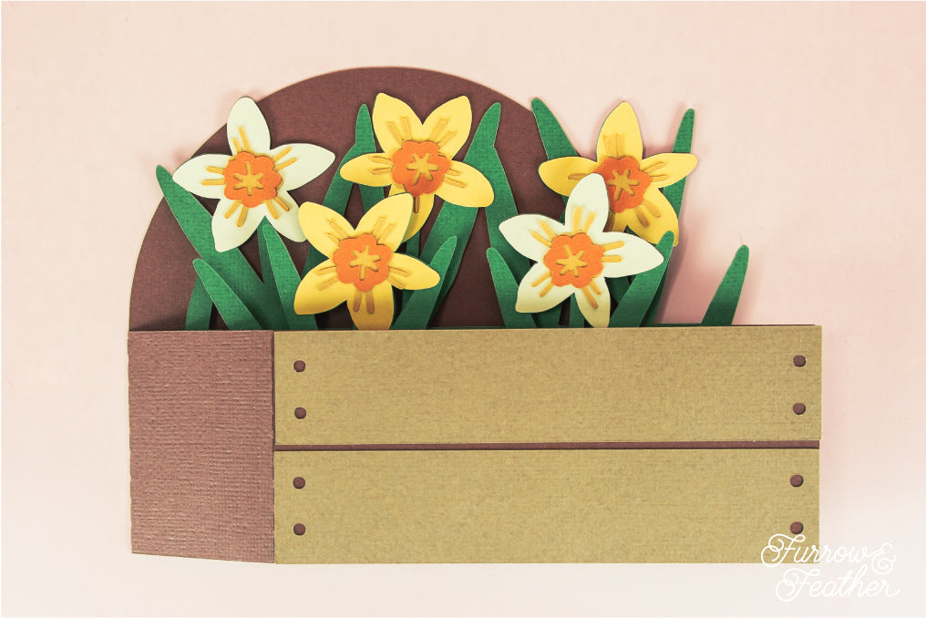 Garden Box with Daffodils Card - Spring Card SVG