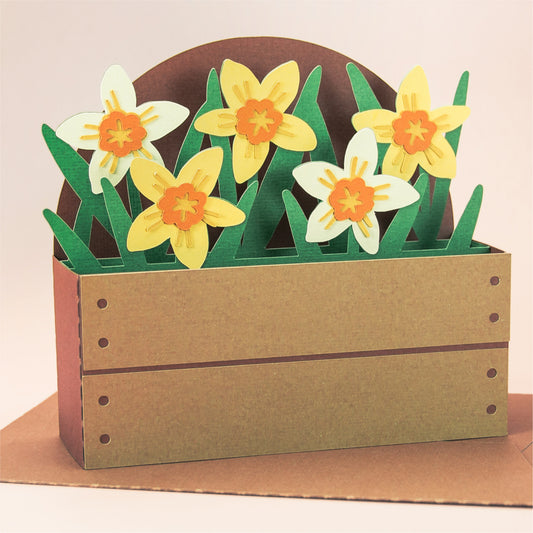 Garden Box with Daffodils Card - Spring Card SVG