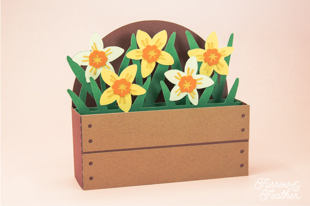 Garden Box with Daffodils Card - Spring Card SVG